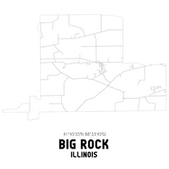 Big Rock Illinois. US street map with black and white lines.
