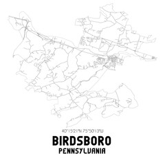 Birdsboro Pennsylvania. US street map with black and white lines.