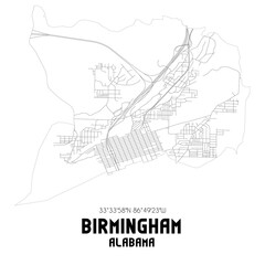 Fototapeta na wymiar Birmingham Alabama. US street map with black and white lines.