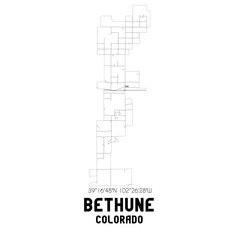 Bethune Colorado. US street map with black and white lines.