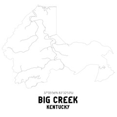 Big Creek Kentucky. US street map with black and white lines.