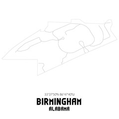 Fototapeta premium Birmingham Alabama. US street map with black and white lines.