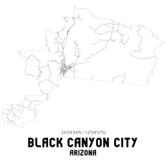 Black Canyon City Arizona. US street map with black and white lines.