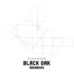 Black Oak Arkansas. US street map with black and white lines.