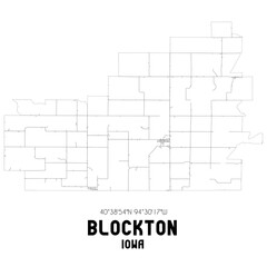 Blockton Iowa. US street map with black and white lines.