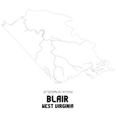 Fototapeta premium Blair West Virginia. US street map with black and white lines.