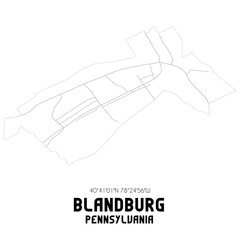 Blandburg Pennsylvania. US street map with black and white lines.
