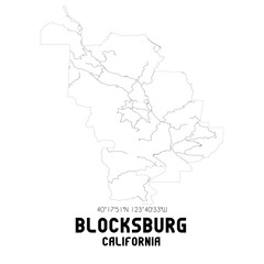 Blocksburg California. US street map with black and white lines.