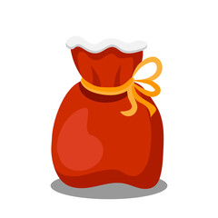 Red Santa bag on white background