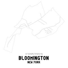 Bloomington New York. US street map with black and white lines.