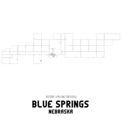 Blue Springs Nebraska. US street map with black and white lines.