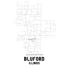 Bluford Illinois. US street map with black and white lines.