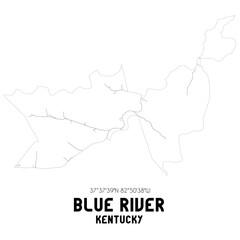 Blue River Kentucky. US street map with black and white lines.