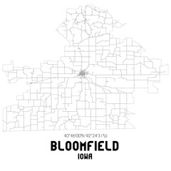 Obraz premium Bloomfield Iowa. US street map with black and white lines.