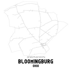 Bloomingburg Ohio. US street map with black and white lines.