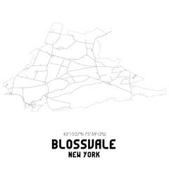 Blossvale New York. US street map with black and white lines.