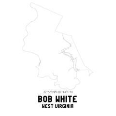 Bob White West Virginia. US street map with black and white lines.