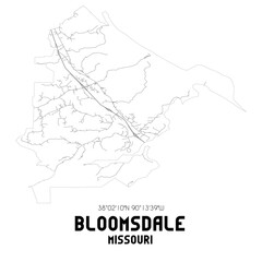 Bloomsdale Missouri. US street map with black and white lines.
