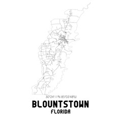 Blountstown Florida. US street map with black and white lines.