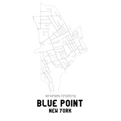 Blue Point New York. US street map with black and white lines.