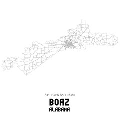 Boaz Alabama. US street map with black and white lines.