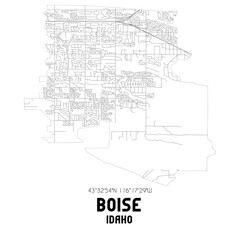 Boise Idaho. US street map with black and white lines.