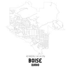 Boise Idaho. US street map with black and white lines.