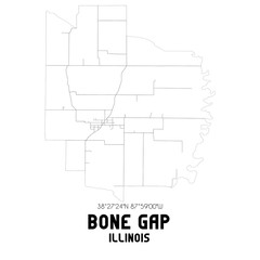 Bone Gap Illinois. US street map with black and white lines.