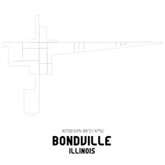 Bondville Illinois. US street map with black and white lines.