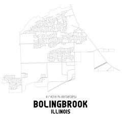 Bolingbrook Illinois. US street map with black and white lines.