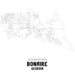 Bonaire Georgia. US street map with black and white lines.