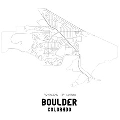 Boulder Colorado. US street map with black and white lines.