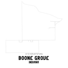 Boone Grove Indiana. US street map with black and white lines.