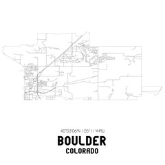 Boulder Colorado. US street map with black and white lines.
