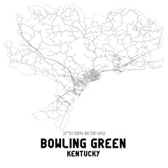 Bowling Green Kentucky. US street map with black and white lines.