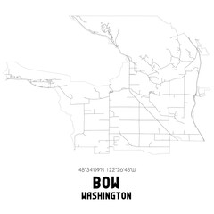 Bow Washington. US street map with black and white lines.