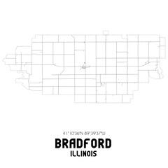 Bradford Illinois. US street map with black and white lines.