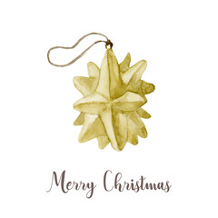 Watercolor Christmas decoration toy. Hand painted New Year decor isolated on white background - 539270216
