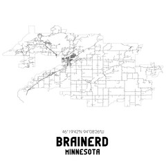 Brainerd Minnesota. US street map with black and white lines.