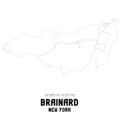 Brainard New York. US street map with black and white lines.