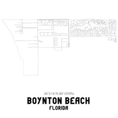Boynton Beach Florida. US street map with black and white lines.