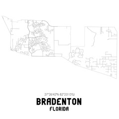 Bradenton Florida. US street map with black and white lines.