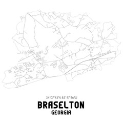 Braselton Georgia. US street map with black and white lines. - obrazy, fototapety, plakaty