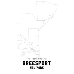 Breesport New York. US street map with black and white lines.