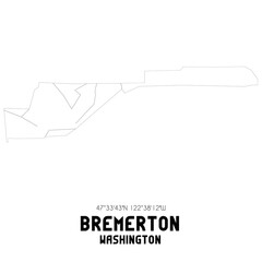 Bremerton Washington. US street map with black and white lines.