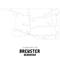 Brewster Nebraska. US street map with black and white lines.