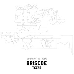 Briscoe Texas. US street map with black and white lines.