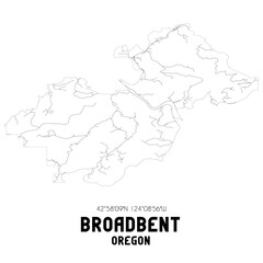 Fototapeta na wymiar Broadbent Oregon. US street map with black and white lines.