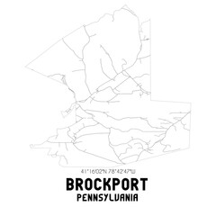 Brockport Pennsylvania. US street map with black and white lines.
