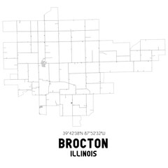 Brocton Illinois. US street map with black and white lines.